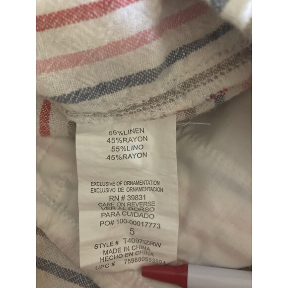 Jolt Small Orange Blue Striped Linen Shorts Beach Vacation Drawstring Boho - Picture 7 of 7